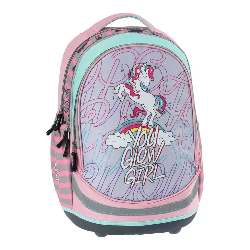 SAZIO Seven Unicorn Ranac za dečake, Anatomski, Roze-sivi