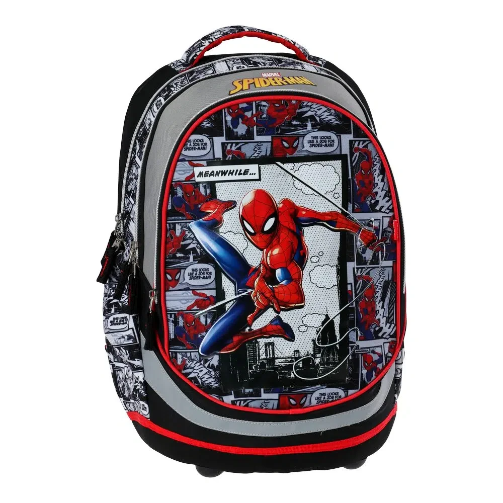 BEST BUY Seven Spiderman Comic Ranac za dečake, Anatomski, Crno-crveni