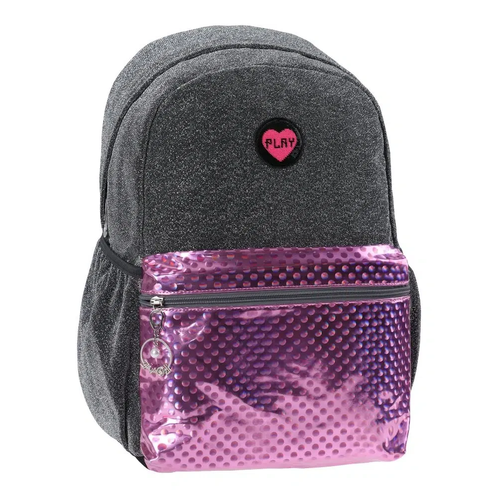PLAY Поп моден Ранец за девојки, сиво срце