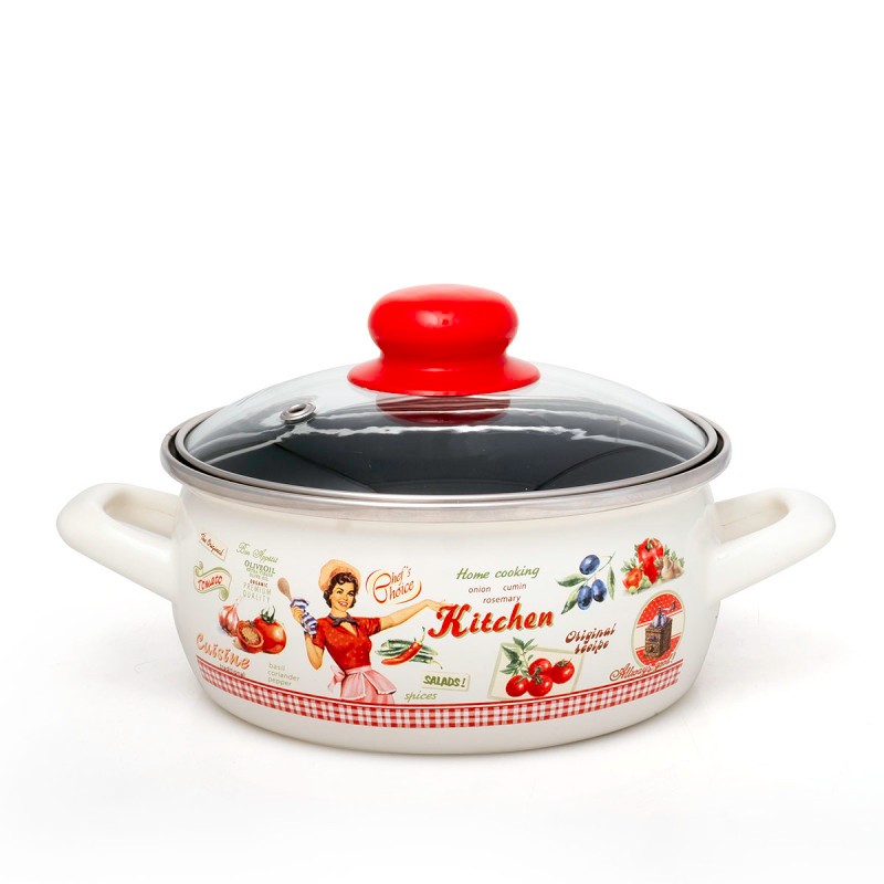 METALAC  Тенџере плитко принц 16цм/1.5л со капак декор 2564