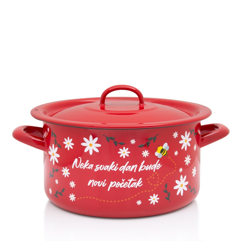 METALAC  Тенџере класичен  длабоко 22цм/5л со капак декор 3321