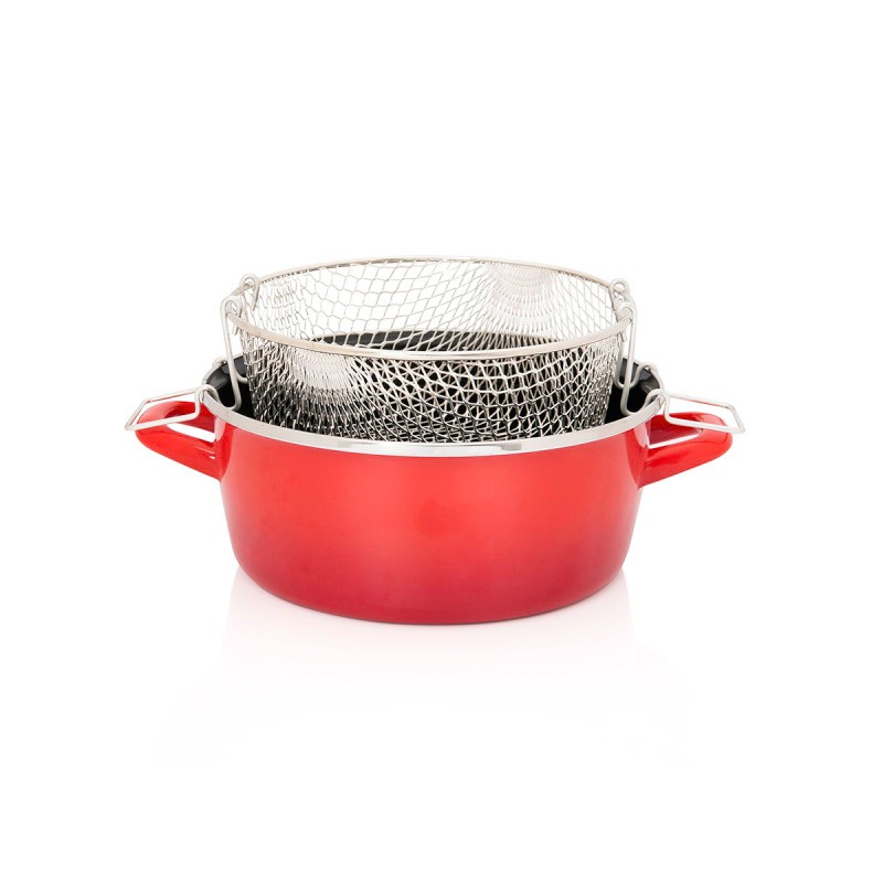 METALAC  Тенџере плитко фрите22цм/3л црвена