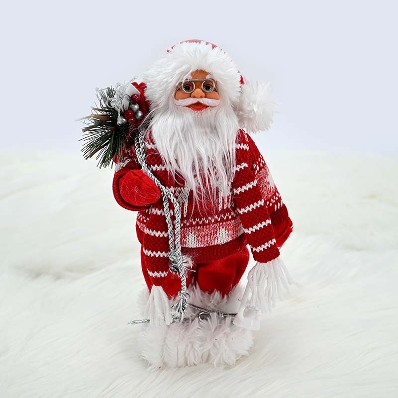 Новогодишен дедо мраз црвен со фенер 35 цм