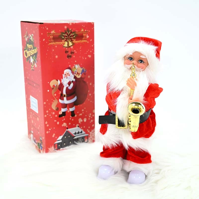 Новогодишен дедо мраз со саксафон 30 цм