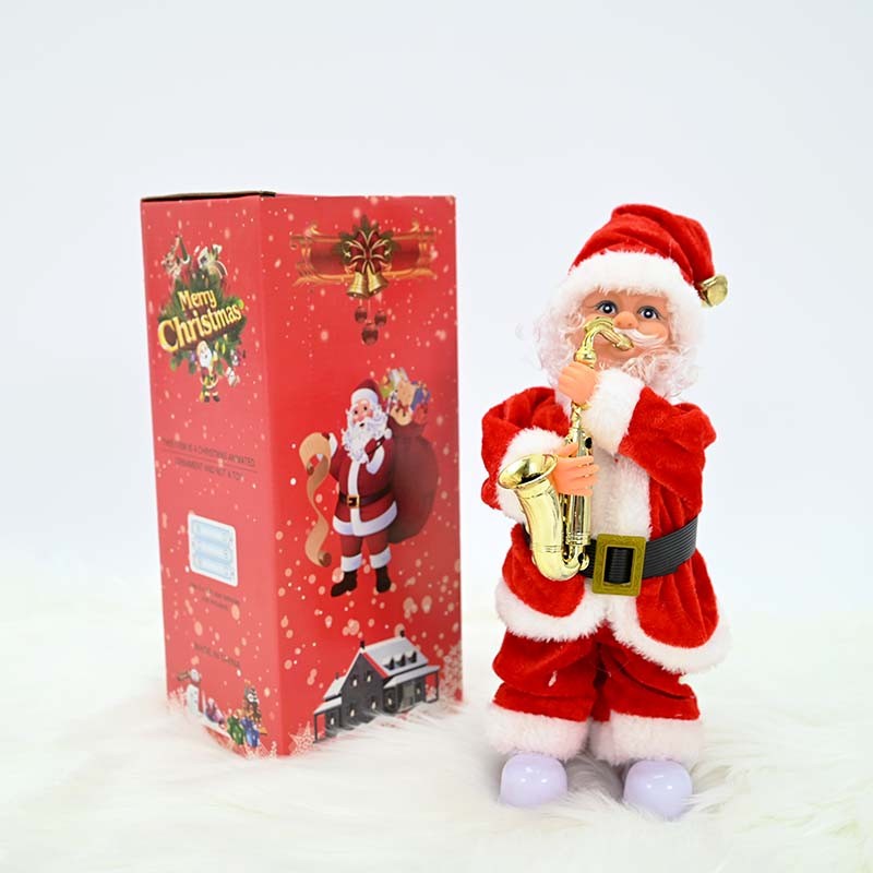 Новогодишен дедо мраз со саксофон 30 цм