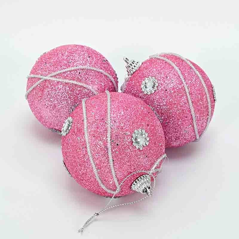 Новогодишни лампиони розеви 3/1 стиропор 8цм