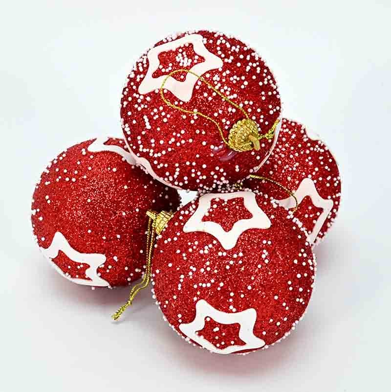 Новогодишни лампиони црвени 4/1 стиропор 7цм