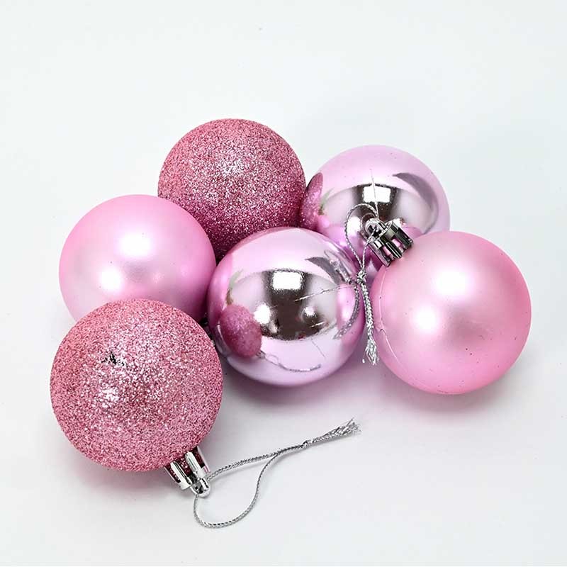 Новогодишни лампиони розеви 6/1 пластични 5цм