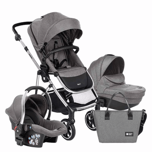 KIKKA BOO Количка Теа Светло Сива 2 Во 1 Со Корпа