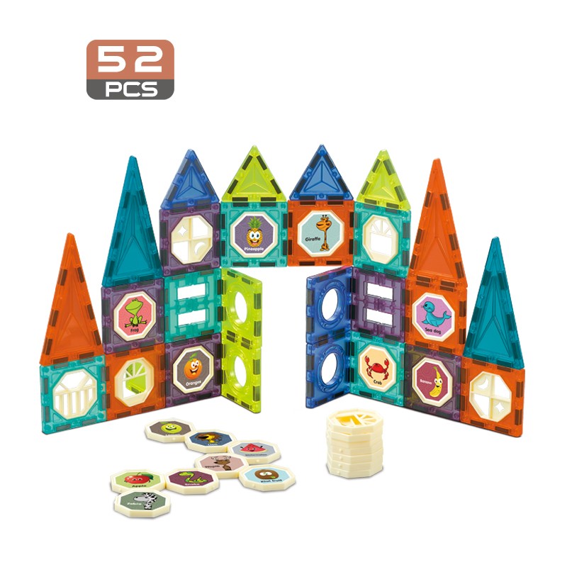 Магнетни градежни коцки во облик на прозор - 52 парчиња