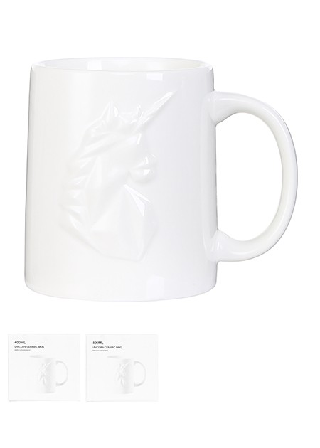 Miniso Чаша керамичка - еднорог 400мл бела