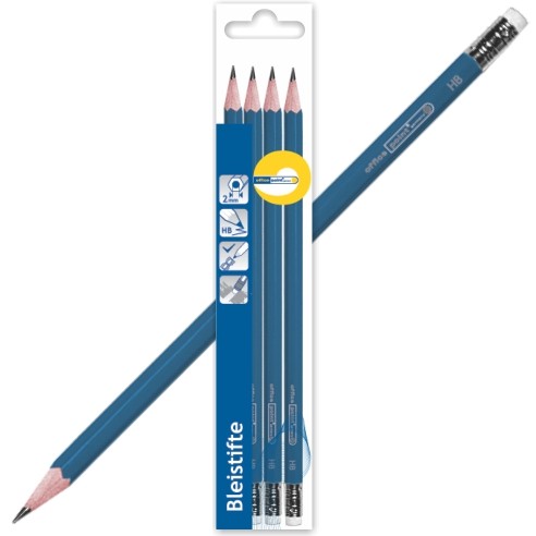 OFFICE POINT Молив со гума ХБ сет 1/4 Во блистер