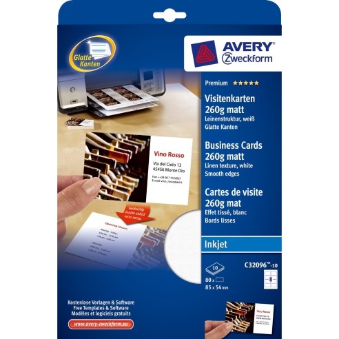 Визит карти А4 1/10 за инкџет-мат 260гр.