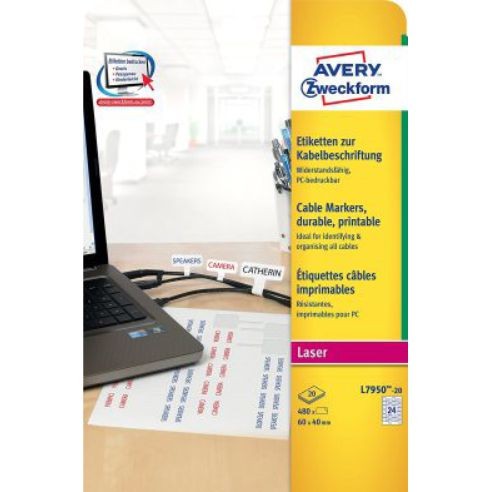 AVERY ZWECKFORM Етикети За жици и кабли А4 60*40мм