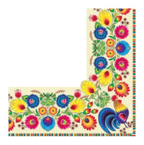 Салфети 33*33мм 1/20 Бела-етно рамка