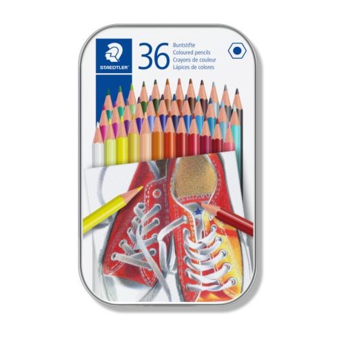 STAEDTLER Сет Бои Дрвени 36/1 Хексагонални во Метална Кутија