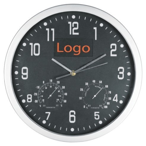 ODRI Часовник, Dzиден, Со Термометар, Dixon, 4504.10, 35*4.5цм, Црна