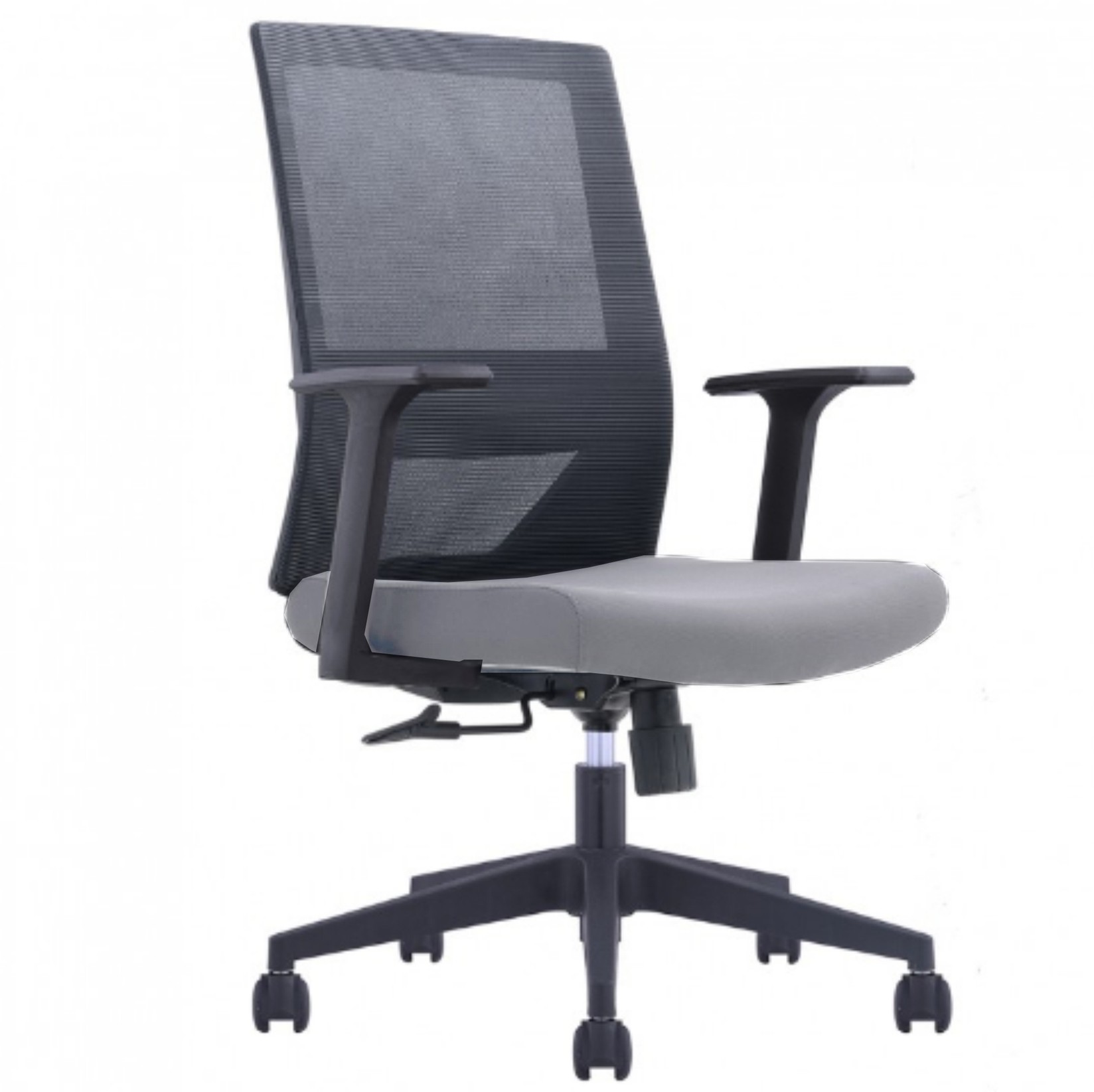 Стол, Седиште СИВ штоф, Мрежа ЦРН наслон, Фиксни рачки, Пвц звезда, CH-220 B