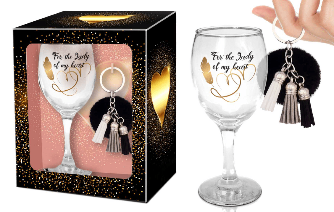 Сет чаша за вино и привезок Lady of my heart, Creative Factory, 124109