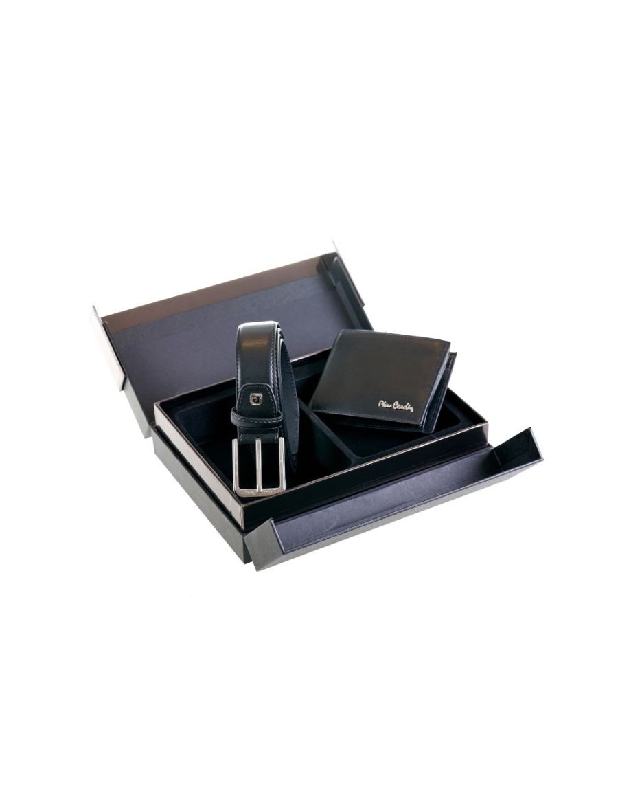 PIERRE CARDIN Сет паричник и ремен, Кожа, Parure 14 gg16, Црна