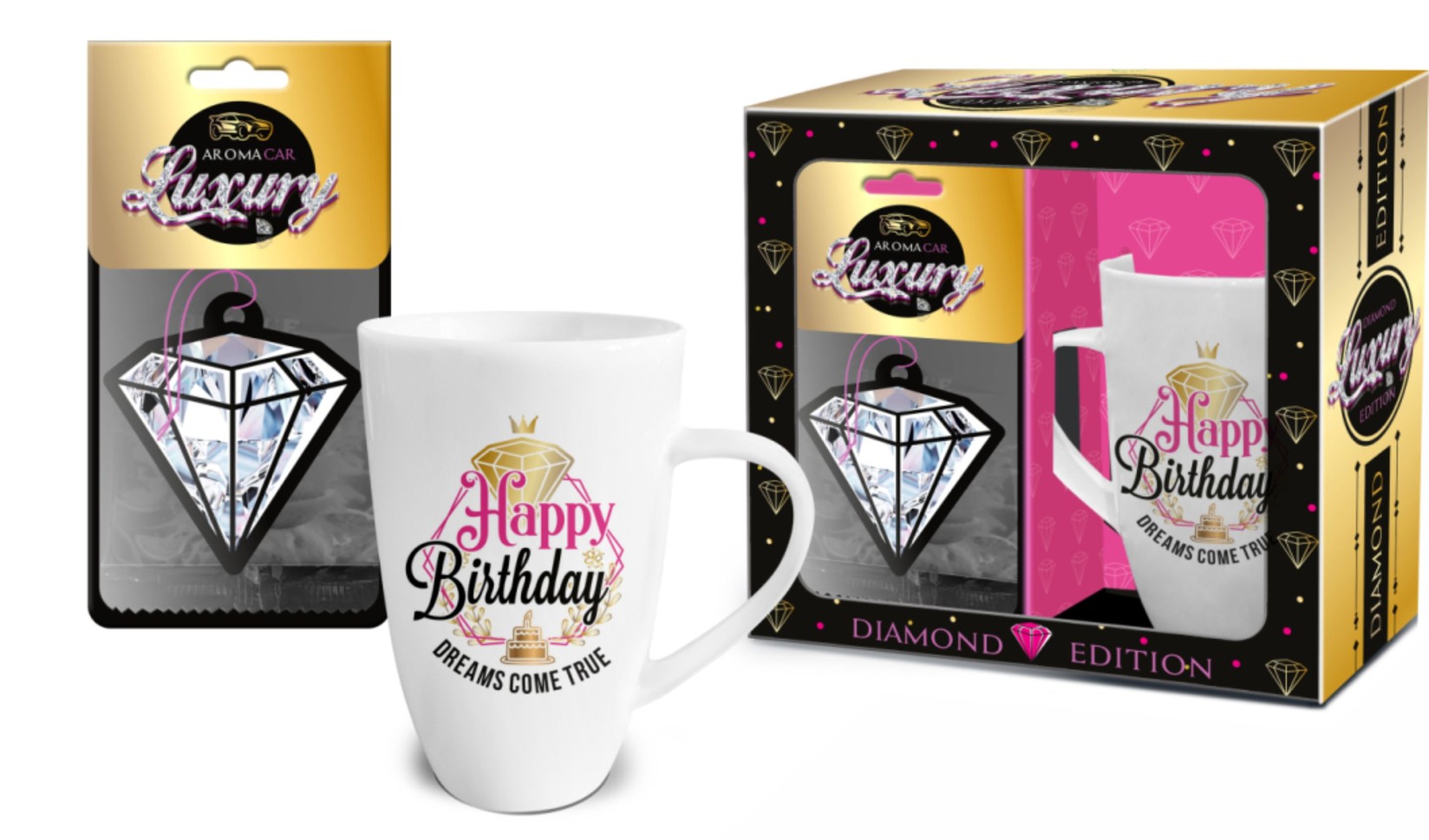 CREATIVE FACTORY Шолја, 400мл, + Освежувач за во кола, Happy birthday, 123522