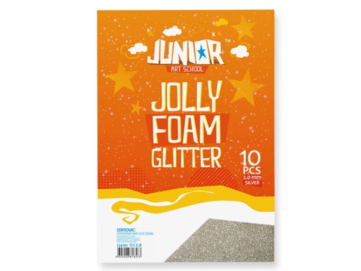STATOVAC Ева Пена, Со светки, А4, 1/1, Jolly Glitter Foam, 134191, Сребрена
