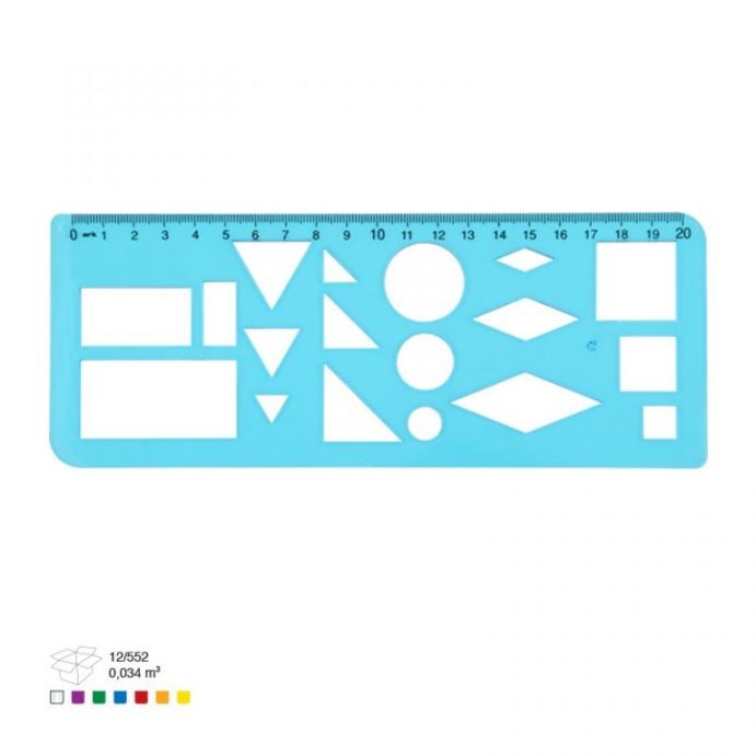 ARK Линијар, Шаблон, Со геометриски форми, 20см, 123