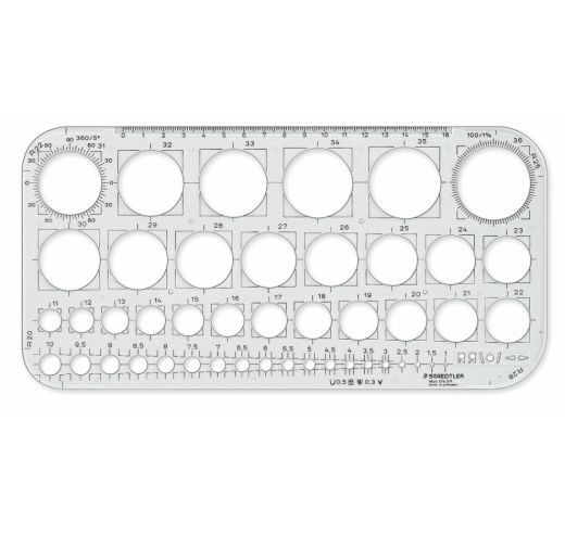 STAEDTLER Линијар, Шаблон, За Цртање Кругови, Mars®, 576 01, Транспарентна