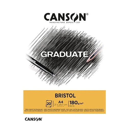 Canson   Блок,За Скицирање,А4,20 Листа ,180 гр , Graduatepad BRISTOL,400110383