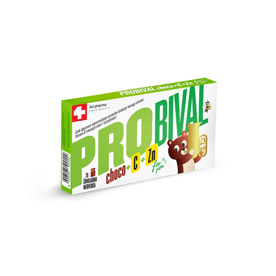 4U PHARMA Probival choco + vitamin c + zinc