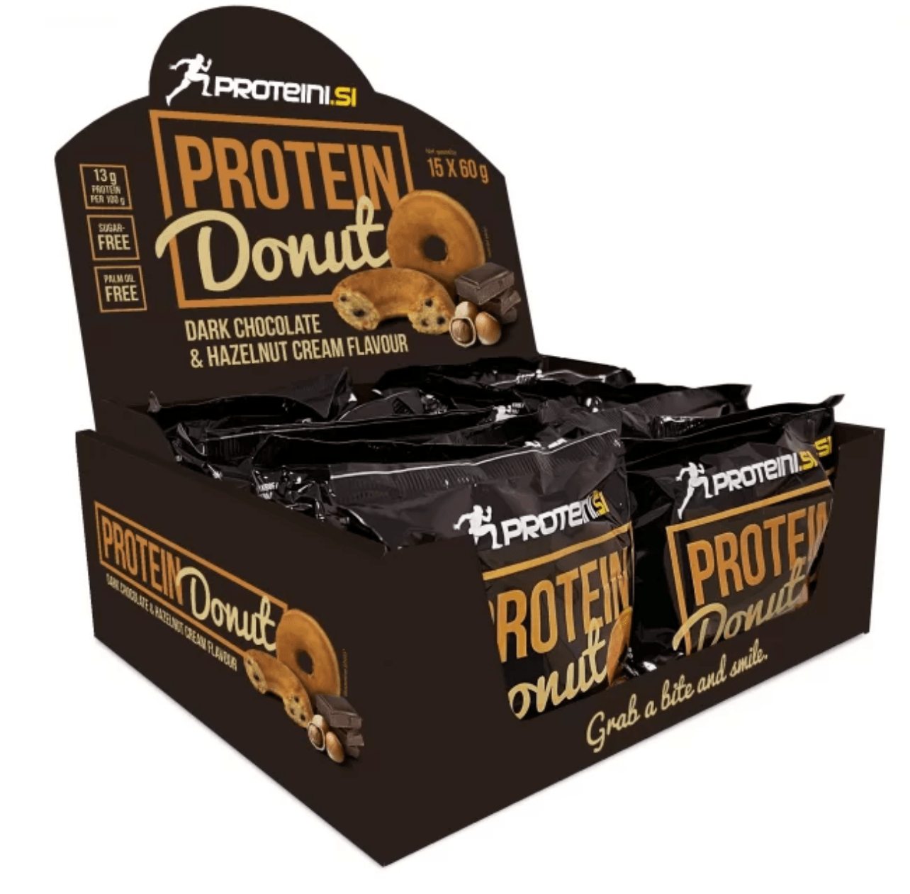 PROTEINI.SI Протеинска крофна - Темно чоколадо и крем од лешник (кутија 15x60g) 900g