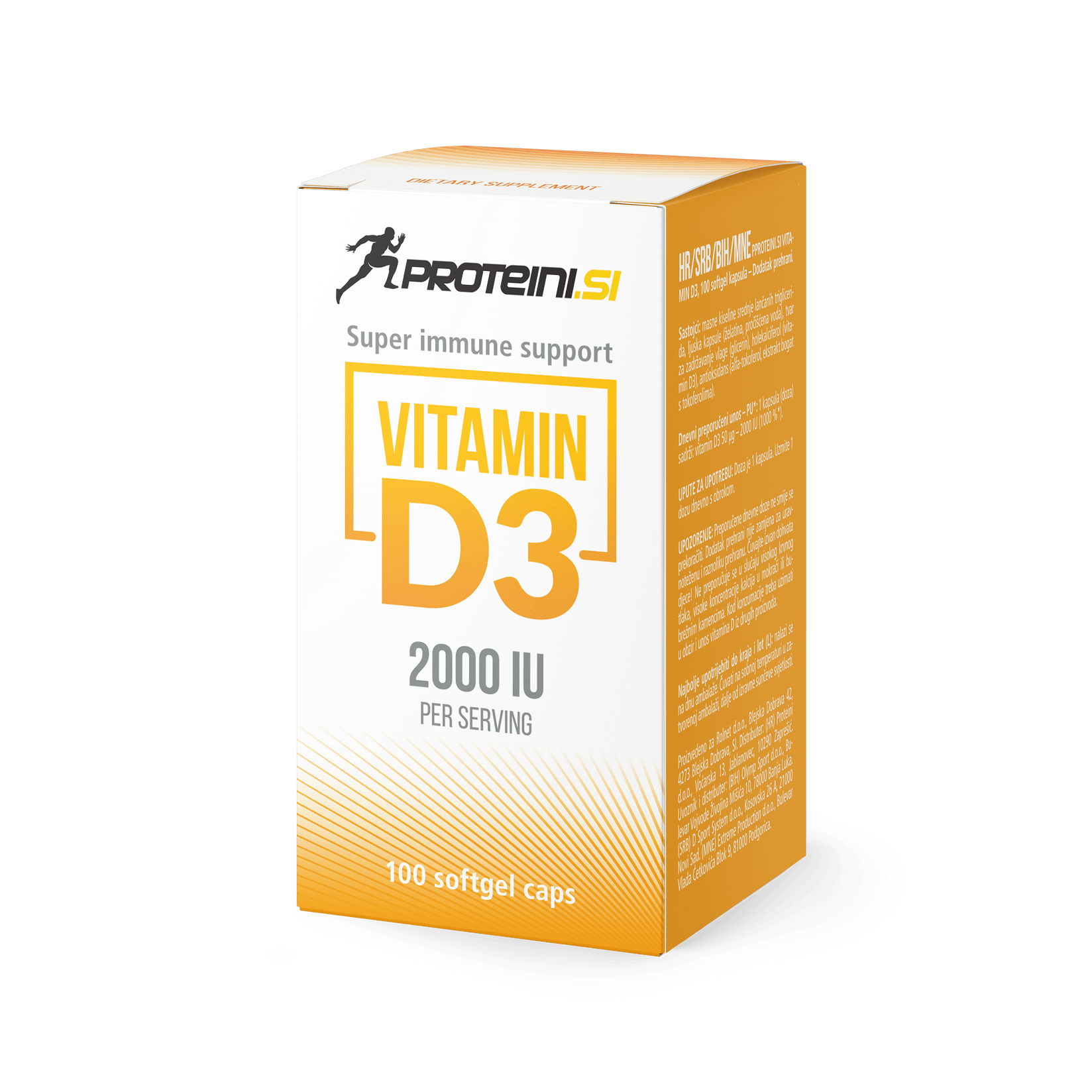 PROTEINI.SI Витамин D3 2000 IU - 100 капсули 46g