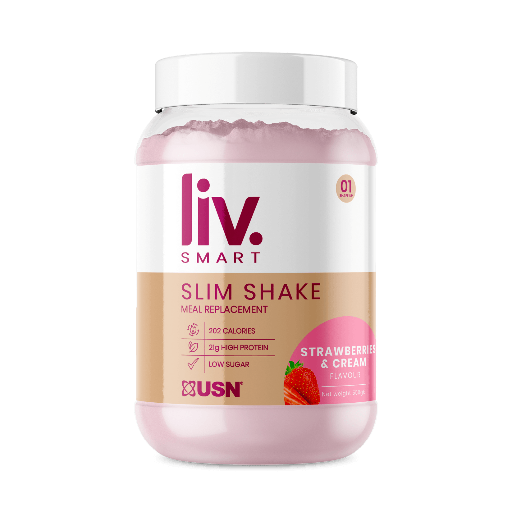 USN LIV SMART SLIM SHAKE, meal replacement - јагоди и крем 550g