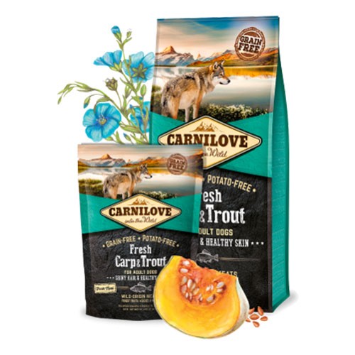 CARNILOVE Сува храна за возрасно куче од сите раси/свеж крап и пастрмка 12кг