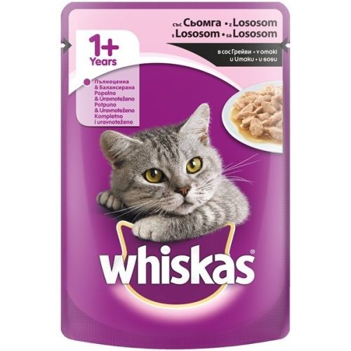 WHISKAS Пауч за маче со вкус на лосос