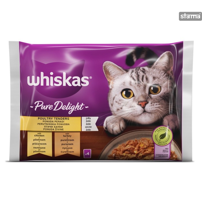WHISKAS Паучи за маче со вкус на пилешко и мисиркино
