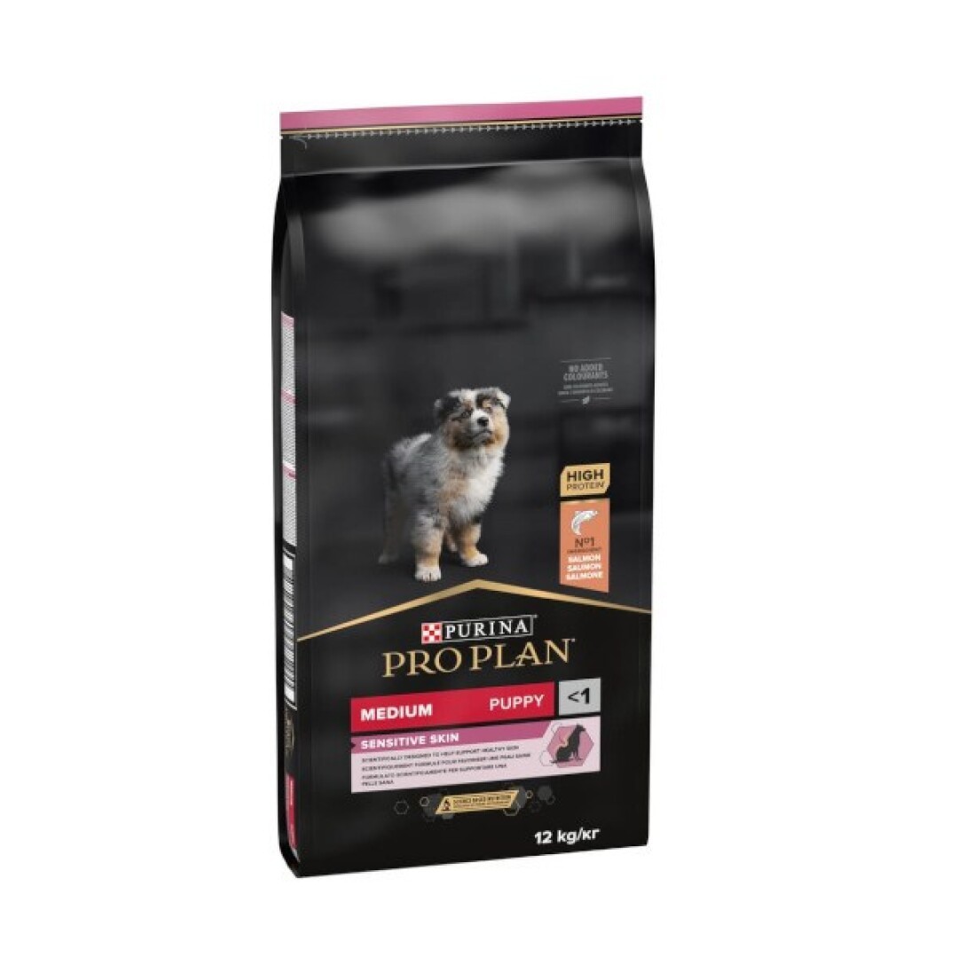 PURINA Pro Plan Medium PUPPY Sensitive Skin Гранули со Лосос, Вреќа 12кг