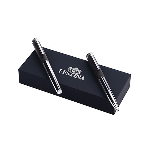 Festina Комплет хемиско пенкало + ролер пенкало Prestige Chrome, црно