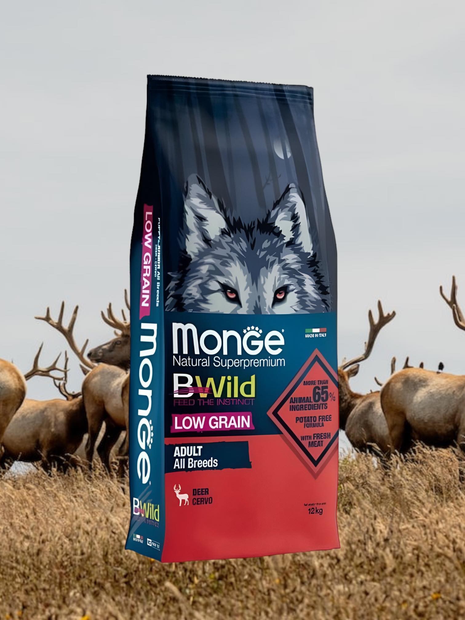 MONGE Храна за возрасни кучиња од елен Naturalsuperpremium