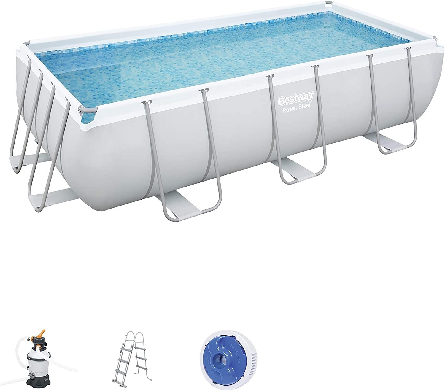 BESTWAY Монтажен Базен Со Пумпа, Скала И Дифузор 6,4х2,74х1,32м
