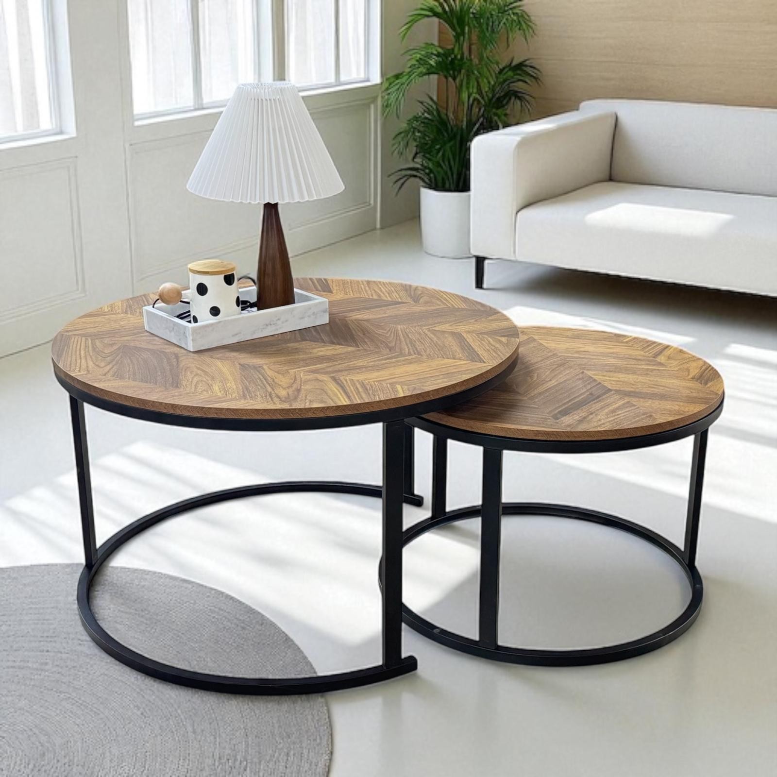 Sitonia Сет клуб маси DuoLoop - Warm Wood М-80 х 50 см Dz-60 х 40 см