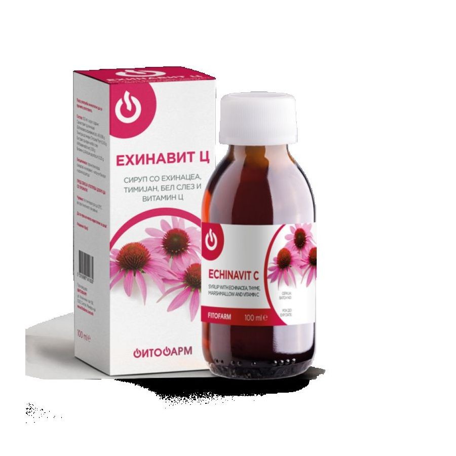 Fitofarm Echinavit Сируп Со Ехинацеа, Тимјан И Бел Слез Без Шеќер 150Ml