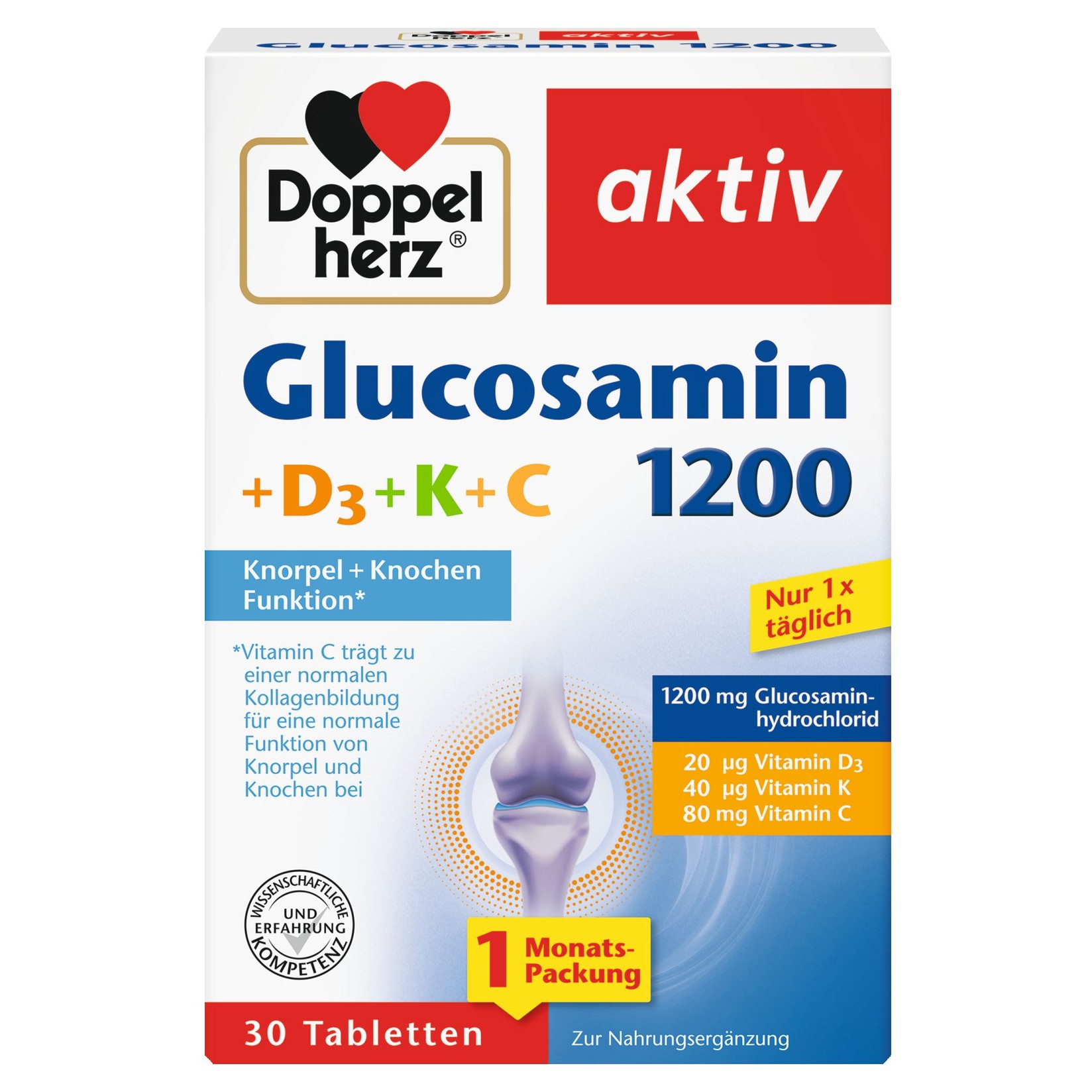 Doppelherz Glucosamin 1200+D3+K+C Таблети, 30 Таблети