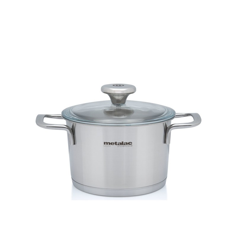 METALAC Длабоко тенџере инокс Сантино 16цм/1.9л со стаклен капак