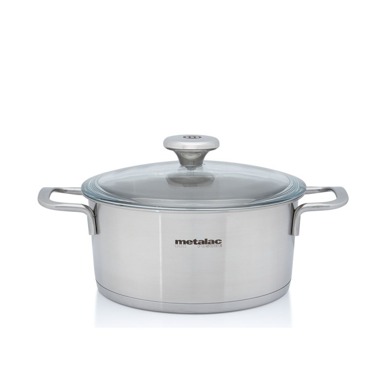 METALAC Плитко тенџере инокс Сантино 20цм/2.6л со стаклен капак