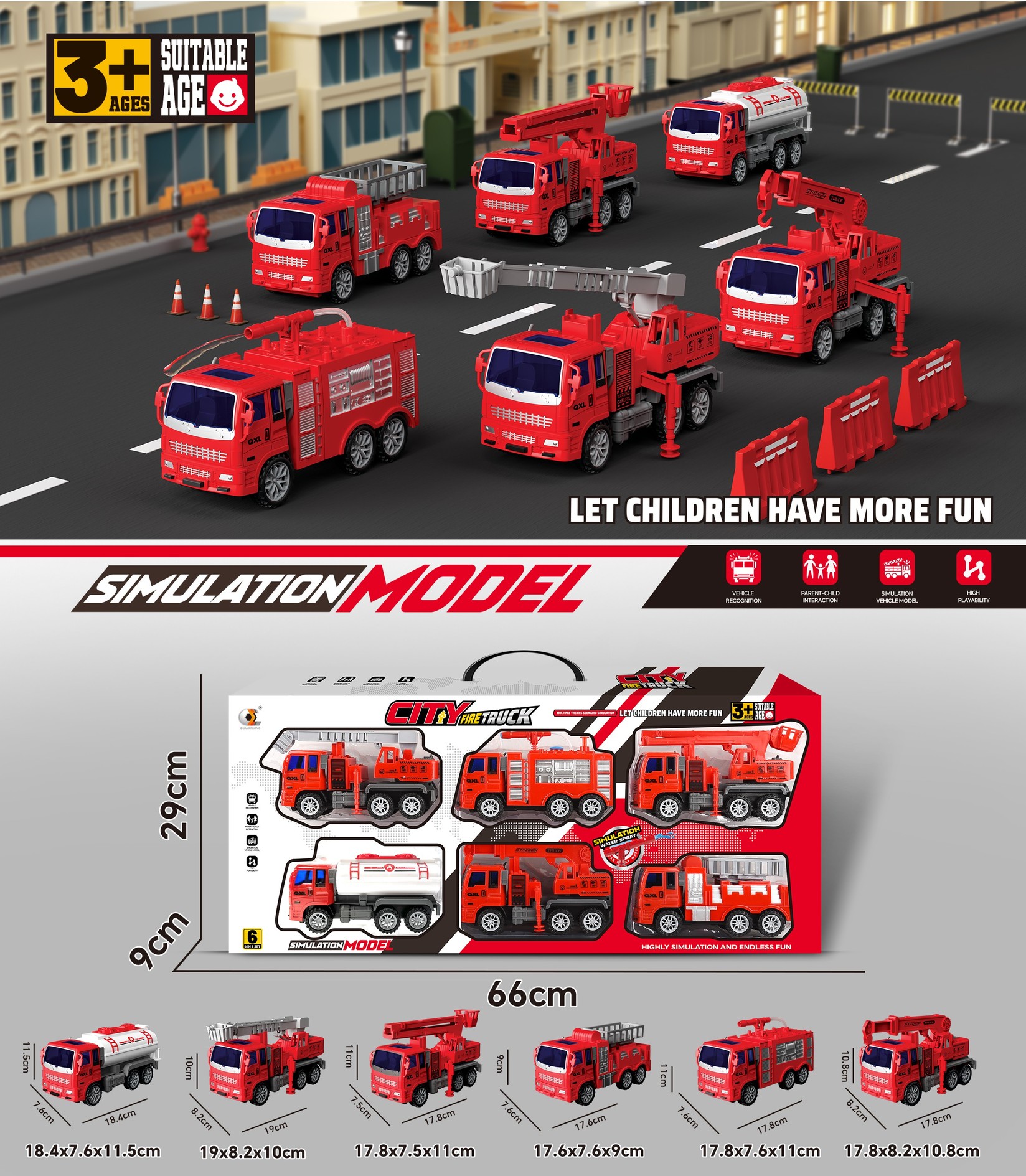 Сет од 6 пожарни возила за вода