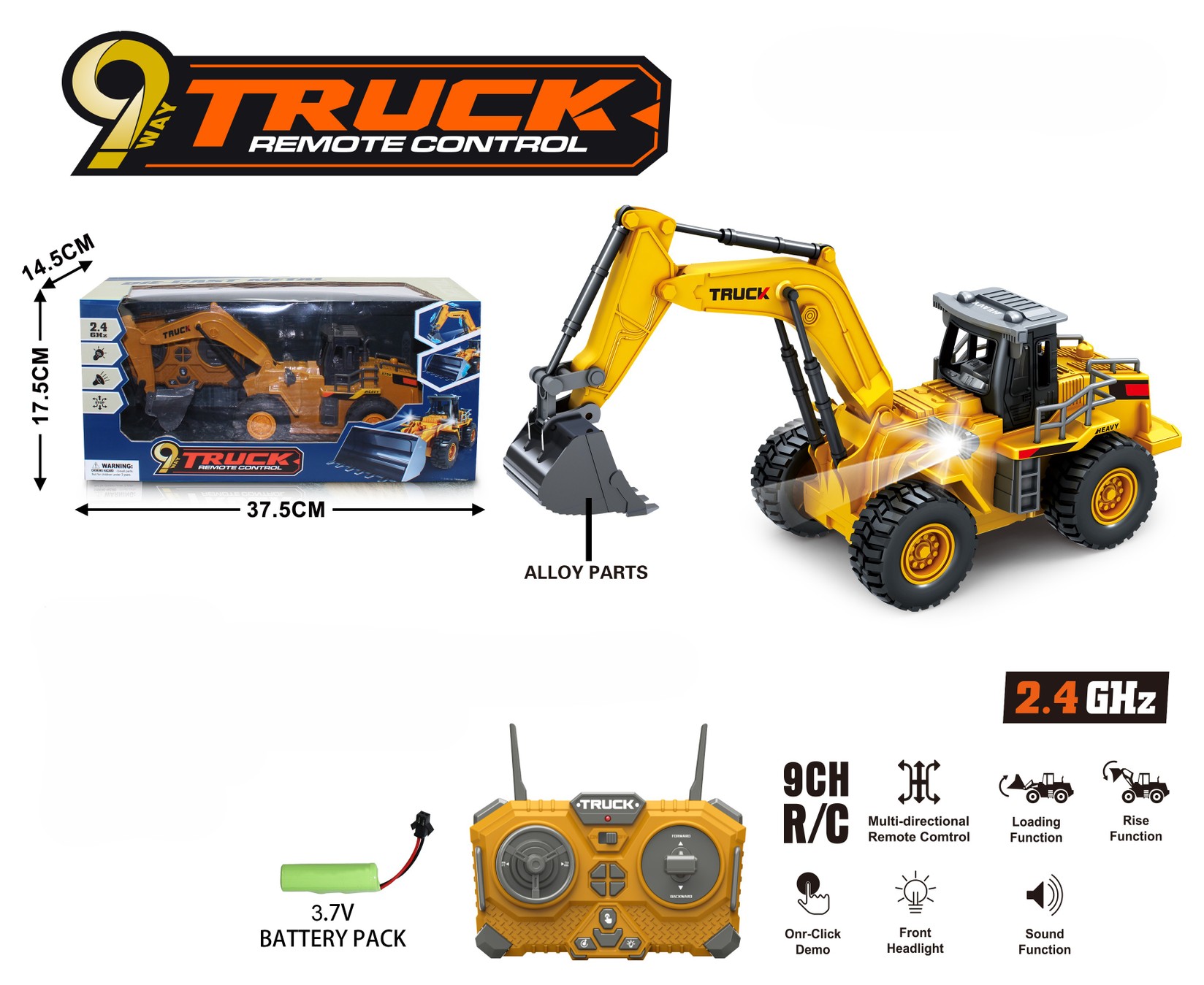 Багер со светлина, звук и 9 функции