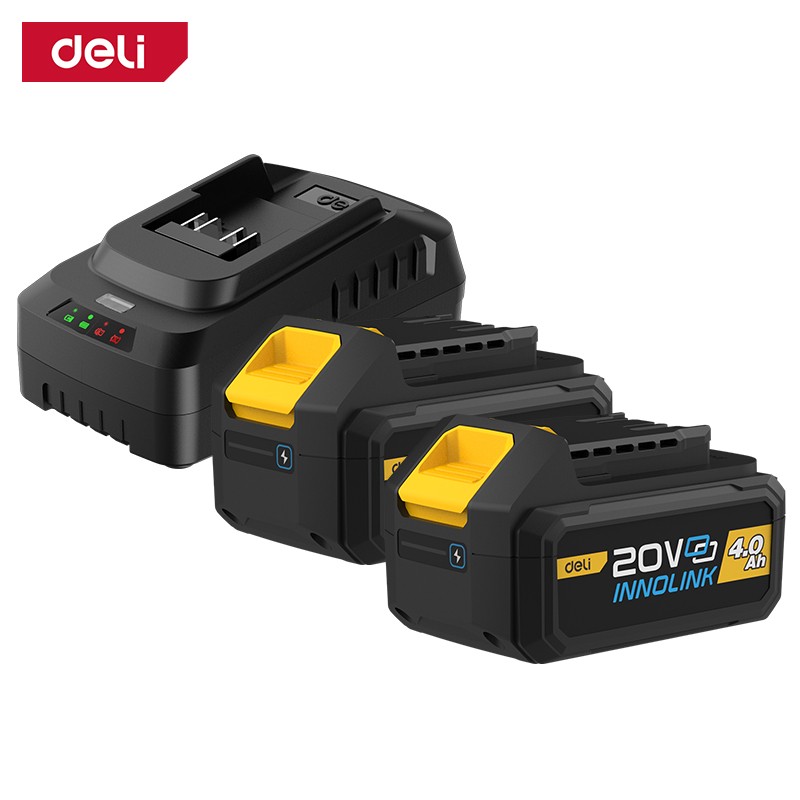 Полнач и батерии 4Ah*2 20V, жолта серија Deli