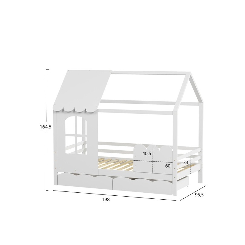 ДЕ-НИ МЕБЕЛ Детски кревет MONTESSORI, со 2 фиоки