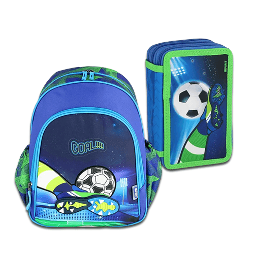 SPIRIT Сет од детски ранец и несесер со школски прибор